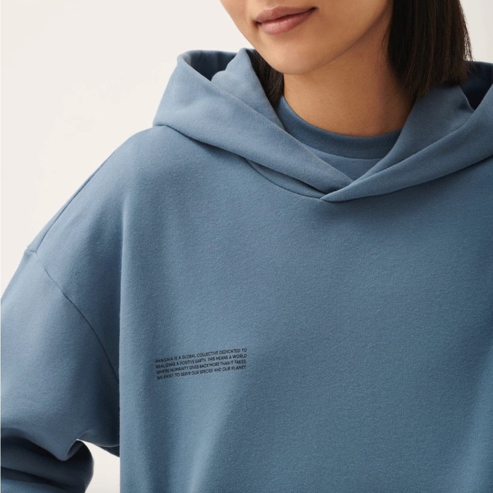 Pangaia Organic Cotton Hooded Long Sleeve Sweatshirt Blue Small - Picture 4 of 13